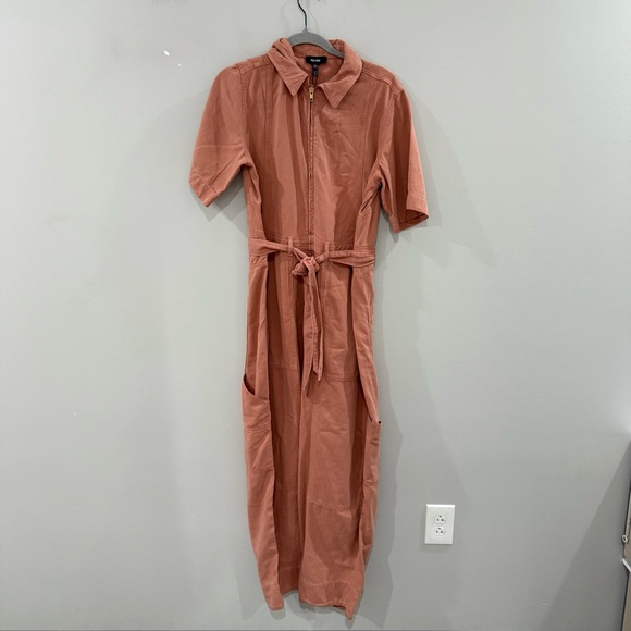 NWT ME+EM Jumpsuit Washed Fluid Belted in Dusty Blush Pink - Picture 7 of 11